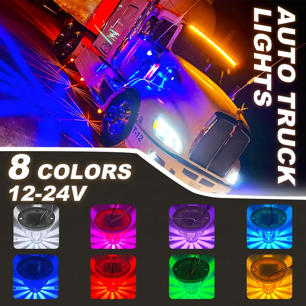 4 car side ground lights, watermelon-colored LED steady side lights, truck side position signal decorative lights, 12V-24V