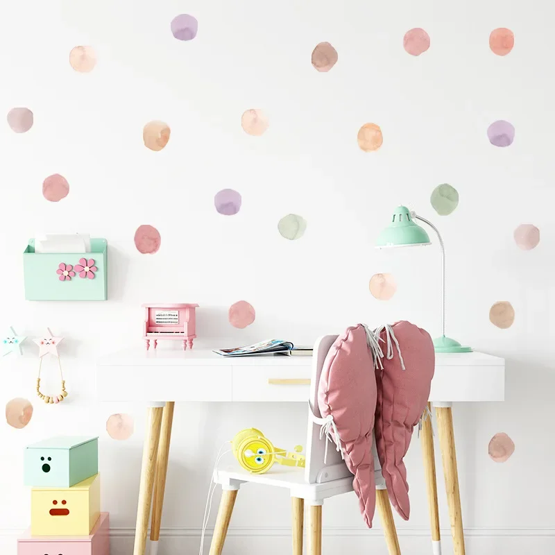 1PC Watercolor Mint Green Polka Dot Stickers Children Room Kindergarten Decorate Gift Wall Stickers Room Decor Aesthetic Sticker