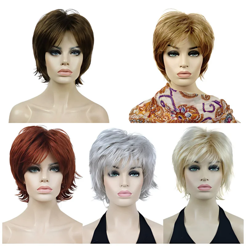 

Halloween Wig for Elderly Women, Fluffy European and American Style Short Curly Hair, Golden Color
