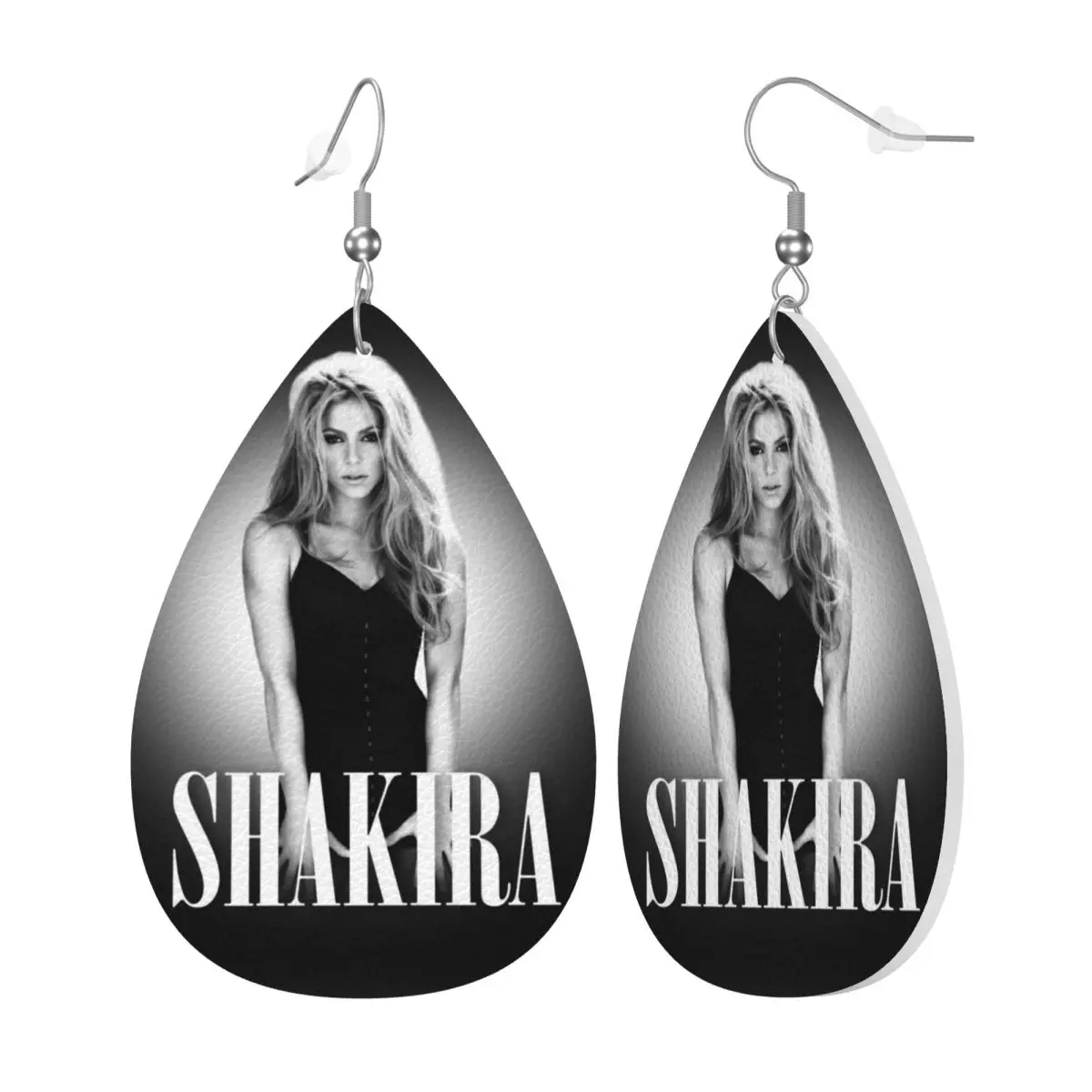 Custom Shakira Singer Star Leather Earrings for Women Songs Music Teardrop Dangle Earrings Jewelry Accessories