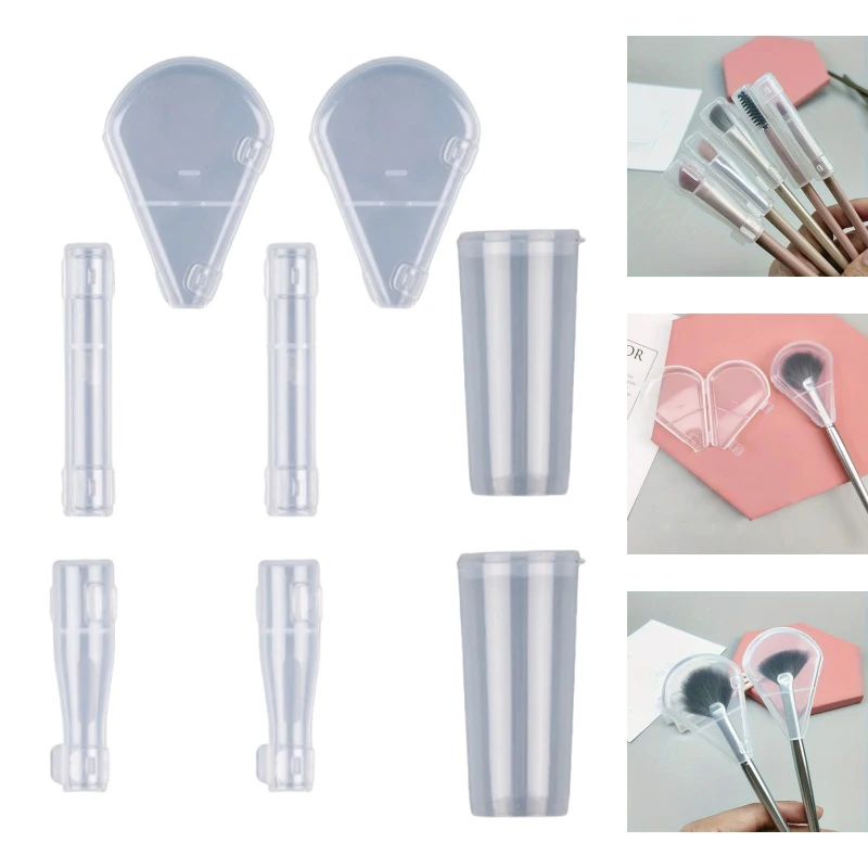 8 pçs/set escova cosmética reutilizável à prova de poeira capa de proteção universal plástico compõem ferramenta acessórios para viagens e uso doméstico