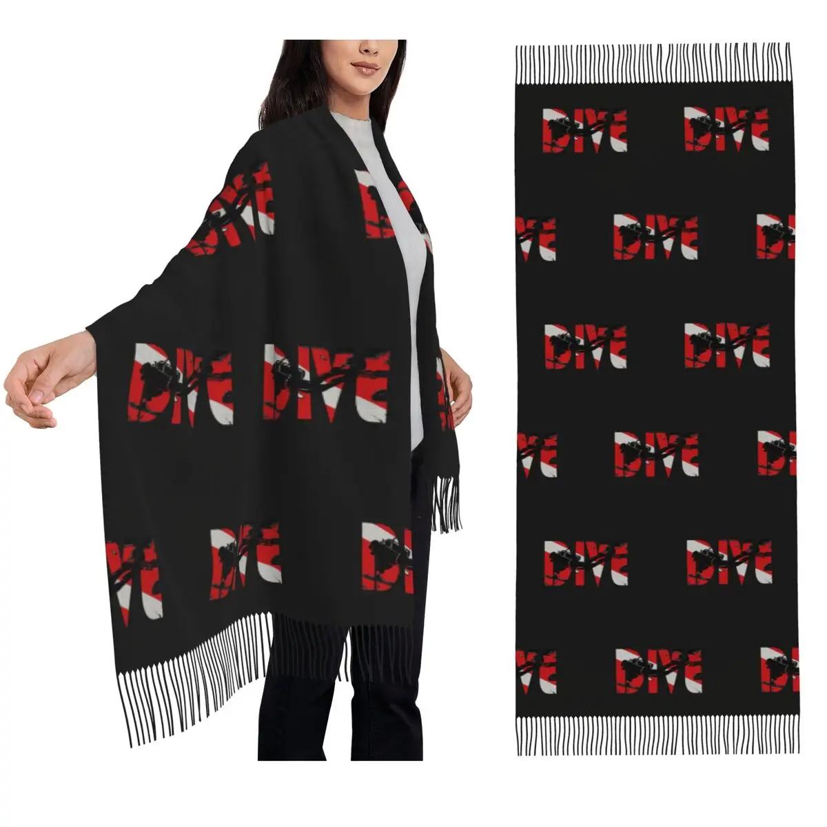 

Scuba Diving - Dive Scarf Tassel Scarves for Women Soft Warm Shawls and Wraps Large Fall Winter Shawl Wrap