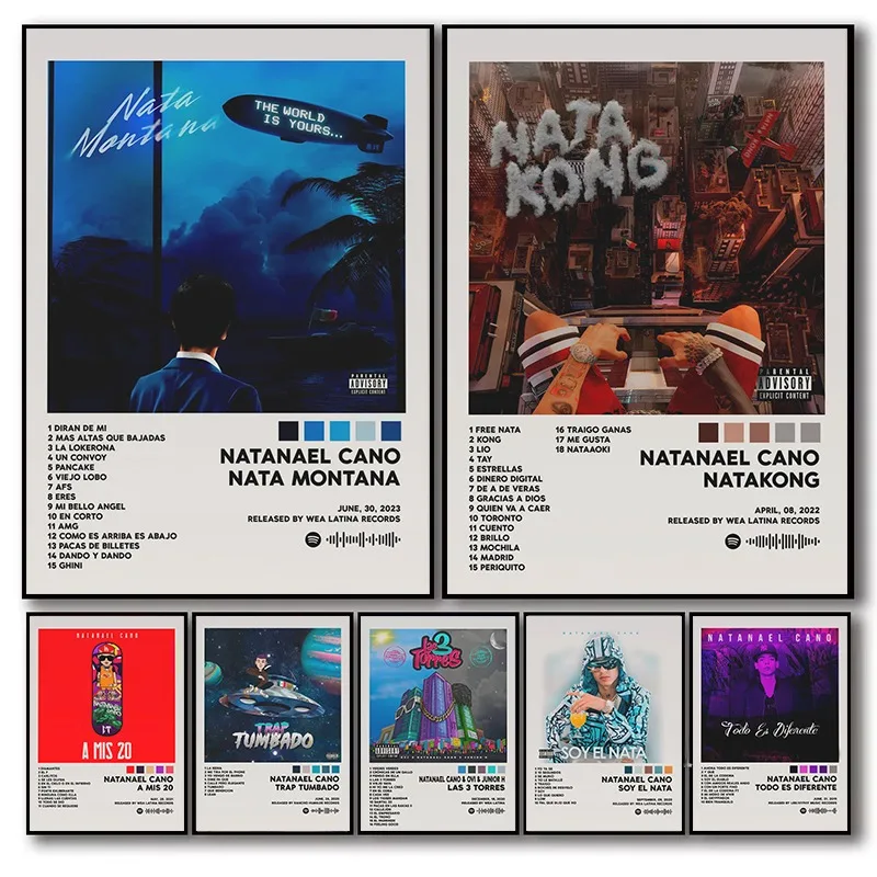 Póster impreso en lienzo de Natanael Cano Nata Montana/A Mis 20/NATAKONG, cubierta artística para álbum, decoración de pared, regalo vibrante para decoración del hogar y la sala de estar