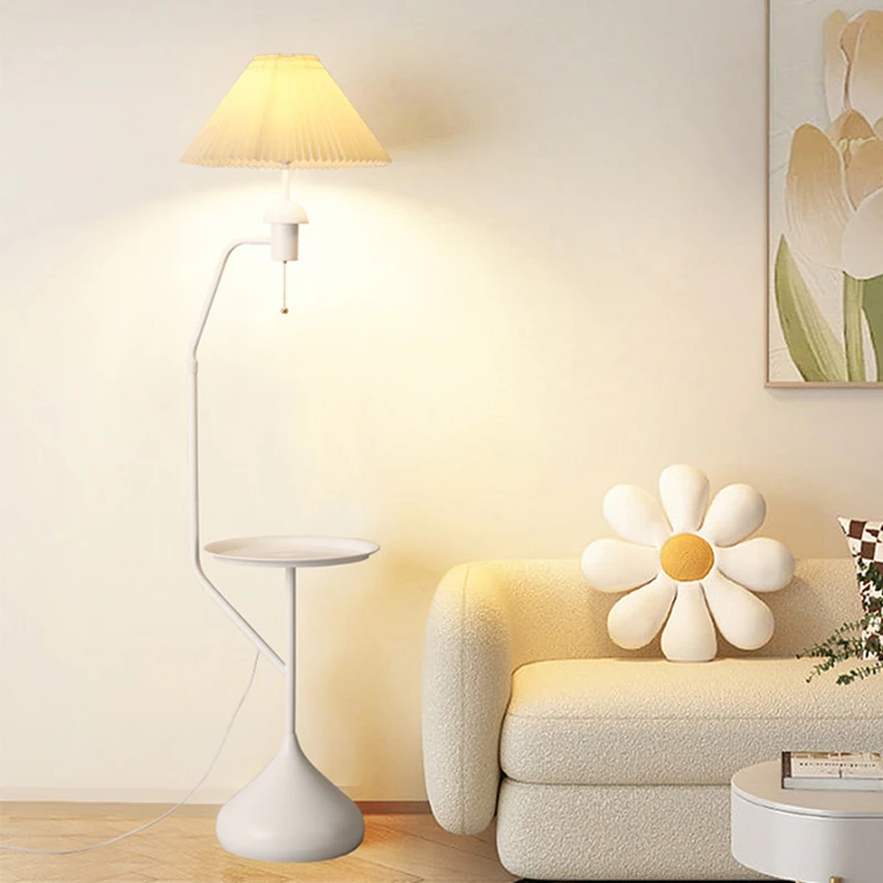 Shelf LED floor lamp pleated Nordic living room sofa coffee table atmosphere lamp bedroom bedside floor lamp