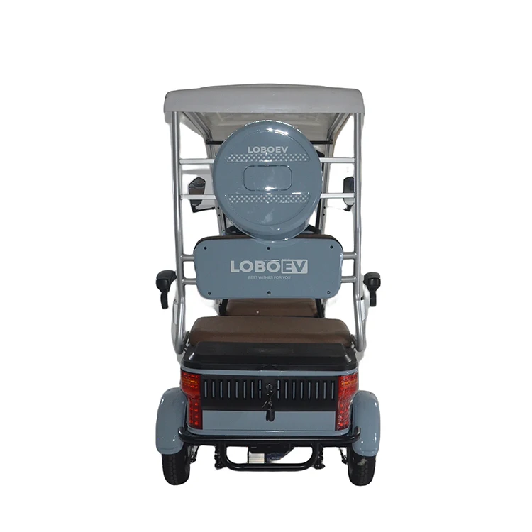 Cheap Price Innovative Design 800W Vacuum Tire Foam Seat Cushion Adult Four Wheel Electric Tricycle with Roof Grey