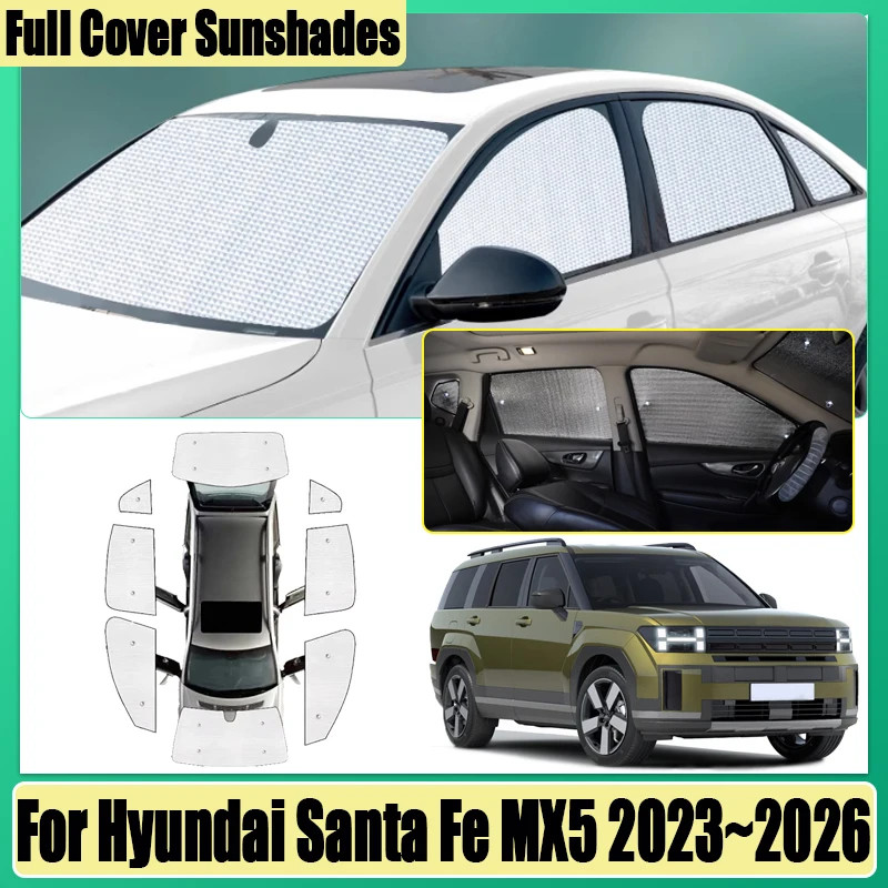 

Для Hyundai Santa Fe MX5 2023 2024 ~ 2026 автомобильный объемный козырек с полным покрытием, солнцезащитный козырек с защитой от ультрафиолета, автомобильные козырьки, блоки конфиденциальности, аксессуары