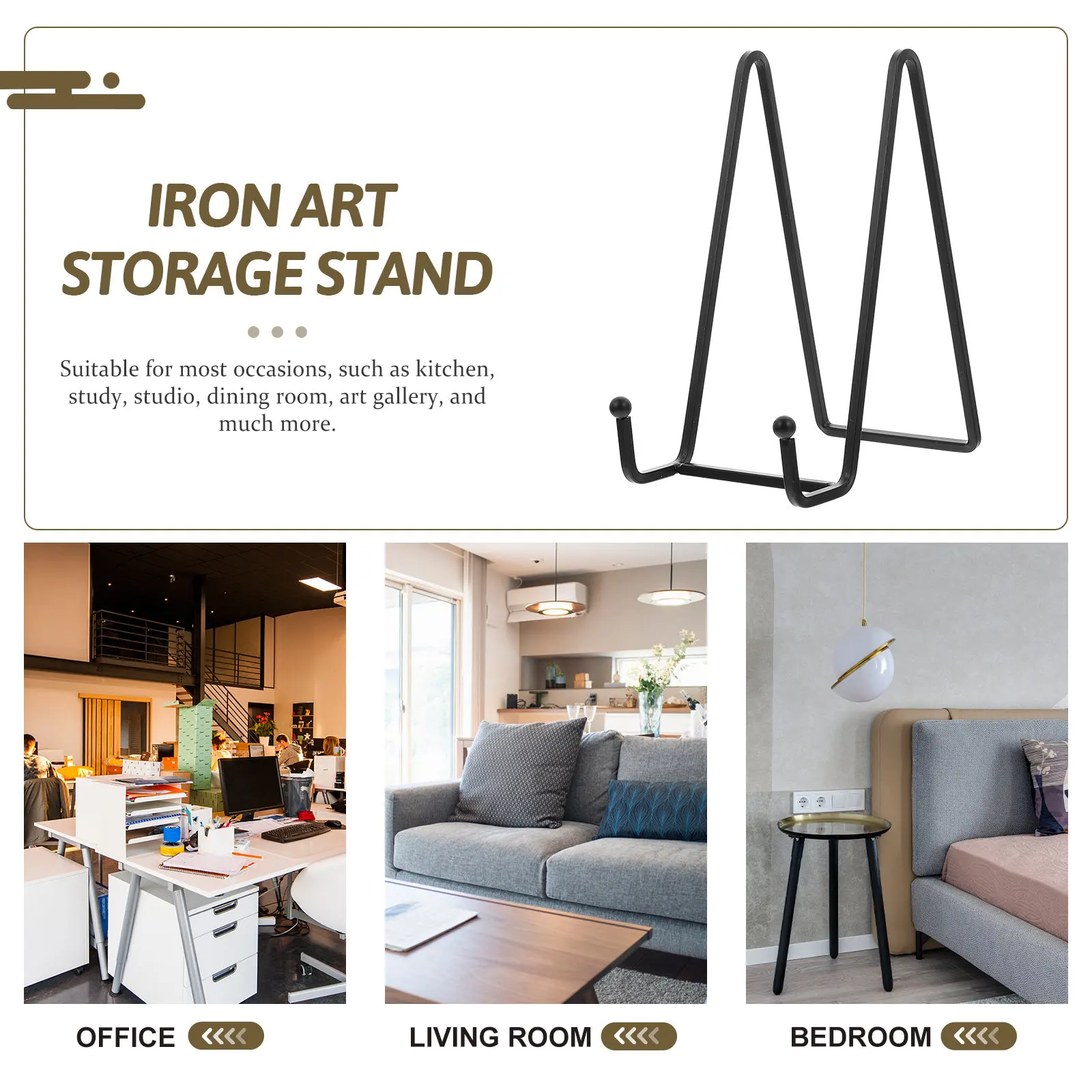 4Pcs Iron Desktop Display Stand for Ceramic Plates Trays Platters Art Books Tablet Collection Modern Storage Rack Home Office