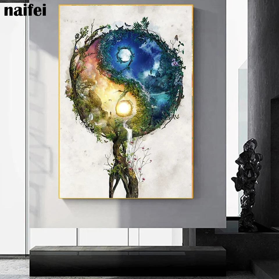 diamond painting embroidery abstract landscape Gossip yin yang Art   picture Wall Decor animals woman mosaic Picture home decor