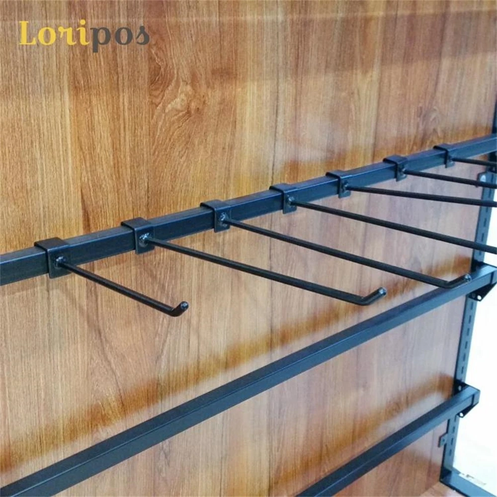 Shelf Mounting Buckle Hanger Black Baskets Shelf Hanger Hooks Storage Organizer Bar Tube Wall Mounted Hanger Merchandise Display