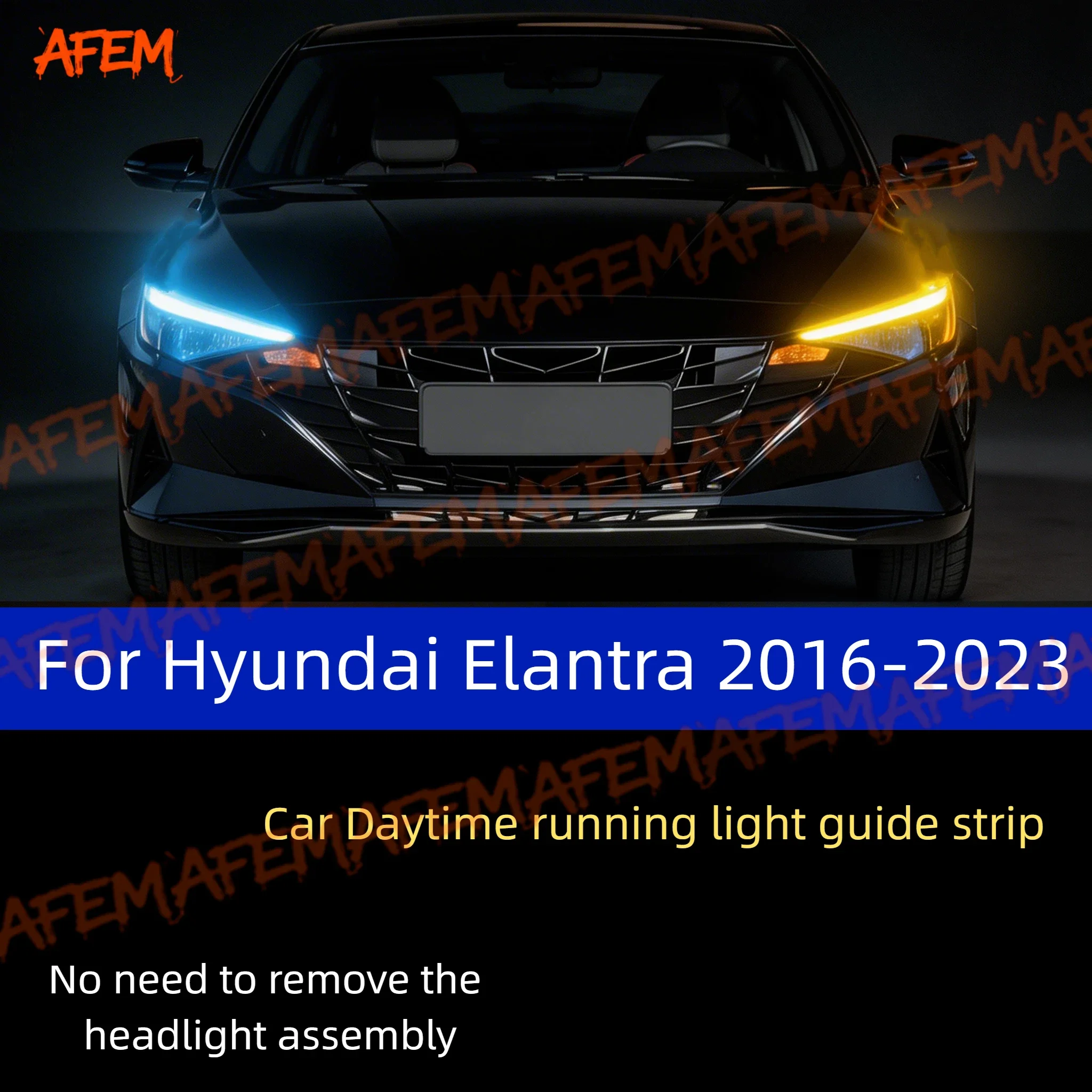 

For Hyundai Elantra 2016-2023 2Pcs 12V Led Guide Strip Headlight For Car Daytime Running Lights Turn Signal DRL Car Modification