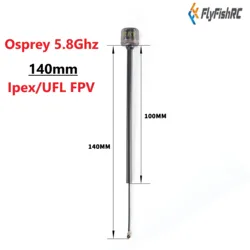 FlyFishRC Osprey 5.8Ghz 140mm ipex/UFL LHCP Antenna Compatible with Vista/Runcam link For FPV Freestyle Racing Drone Accessories