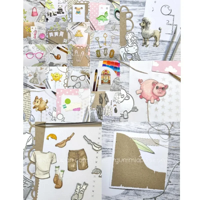 Package Panda Bear  Key Hippocampus Dog Glasses Pig Clothing Metal Cutting Dies Decorate Embossing Diy Greeting Card 2024 New