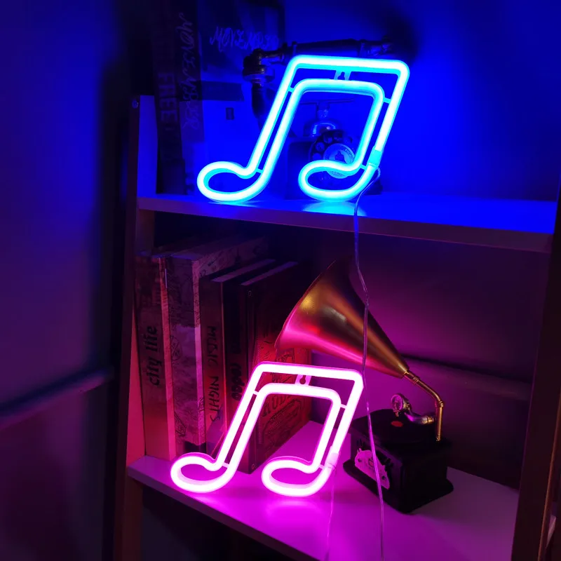 LED Musical Note Neon Light Festival Atmosphere Decoration Neon Lamp Glowing For KTV Bar Party Bedroom Wall Decor  Adult Gift