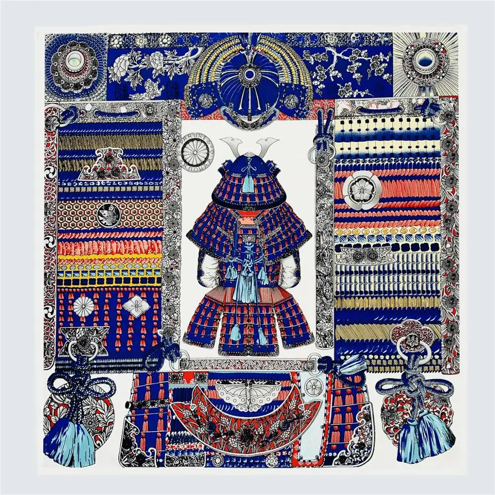 53cm Brand Design Square Scarf Women Silk Scarf Fashion Hijab Scarves Armor Print Headband Neckerchief For Ladies Bandana