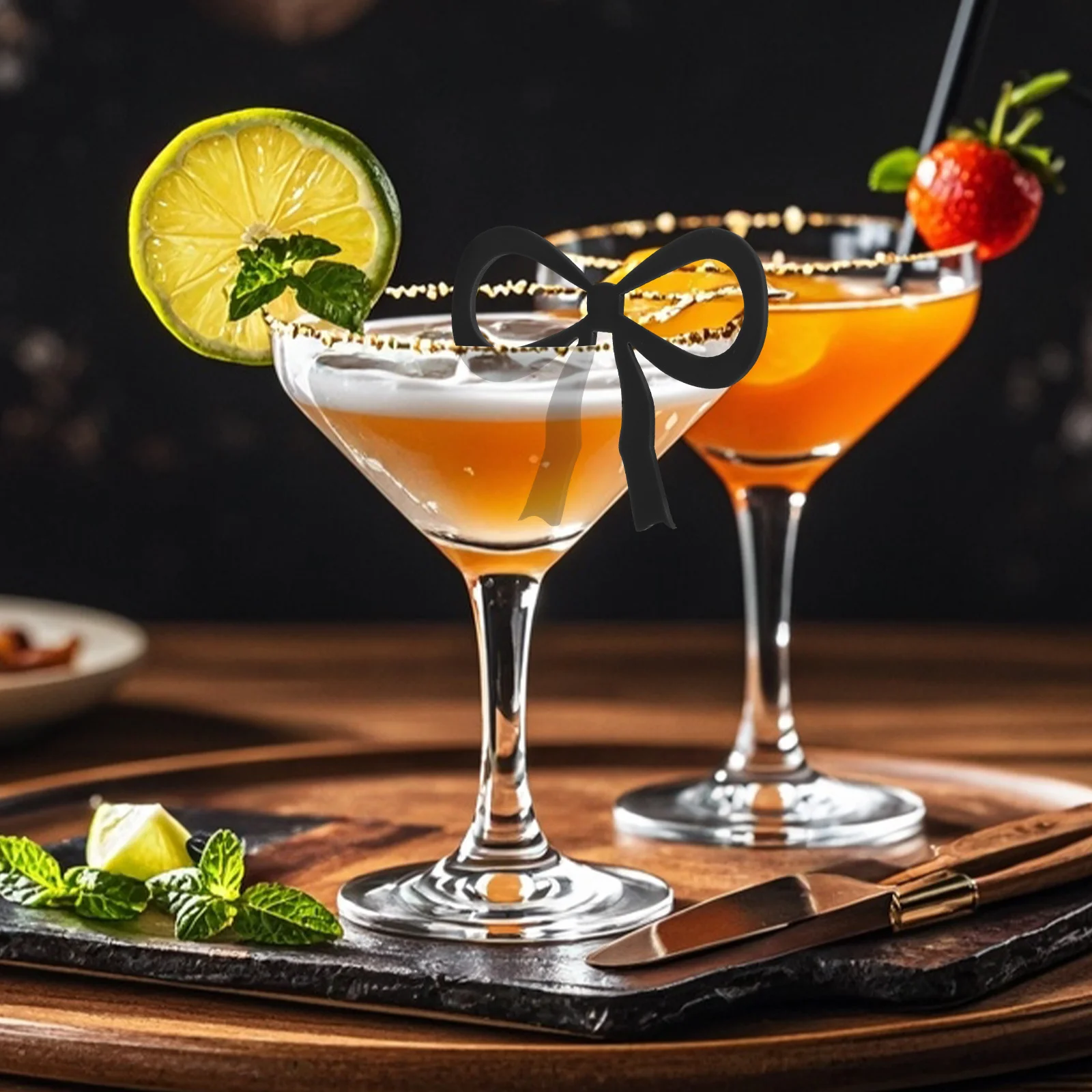 

20pcs Bow Acrylic Drink Markers Wine Glass Tags For Party Reusable Cocktail Accessories Glass Identifiers Bar Tools Decorative