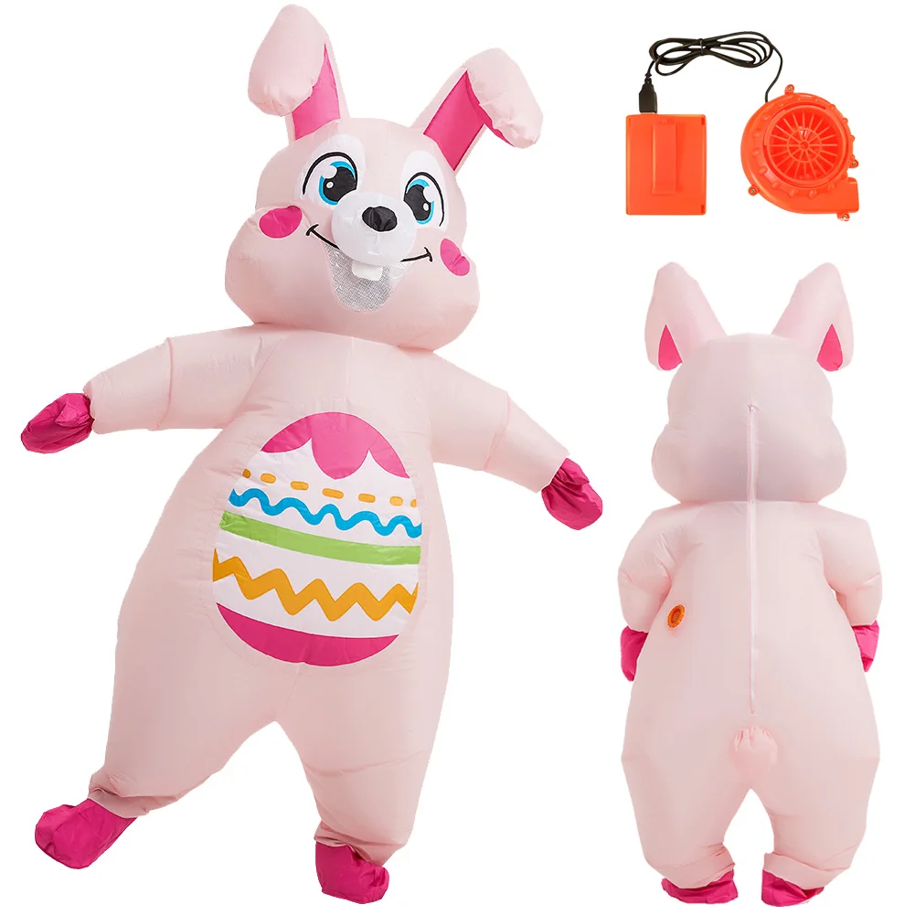 

Fantasia Easter Pink Rabbit Cosplay Inflatable Costume Cartoon Animal Bunny Mascot Adult Fantasy Halloween Carnival Party Cloth