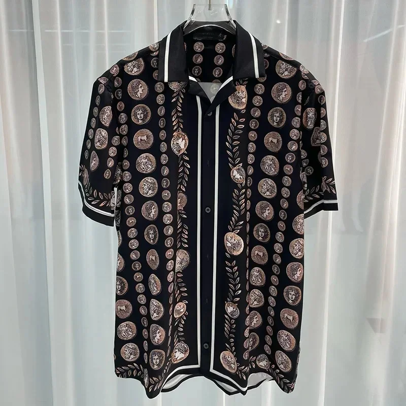 Ropa Hombre Royal Luxury Men Shirt Sets Vintage Pattern Character Printed 2 Piece Hawaiian Shirt Suit Casual  Conjunto De Hombre view 3