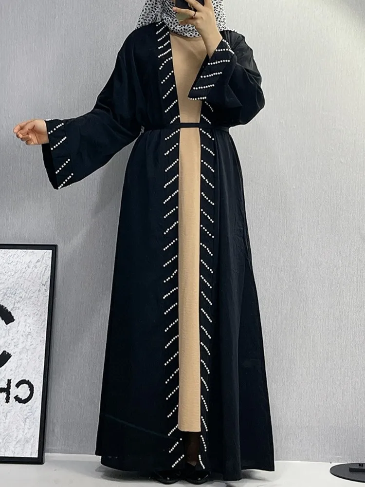 Imagem -04 - One Preço Ramadan Abaya para Mulheres Eid Mubarak Kimono Aberto Dubai Turquia Islã Kaftan Roupas de Vestido Muçulmano Abayas Caftan Robe