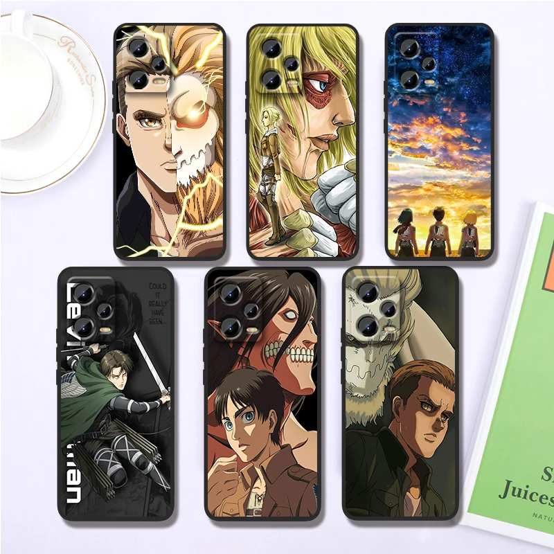 A-Attacks On T-Titan Cartoon For Xiaomi Redmi Note 13 12R 12 12S Turbo 11 11T 11S 10 10S Pro Plus 5G Black Funda Phone Case