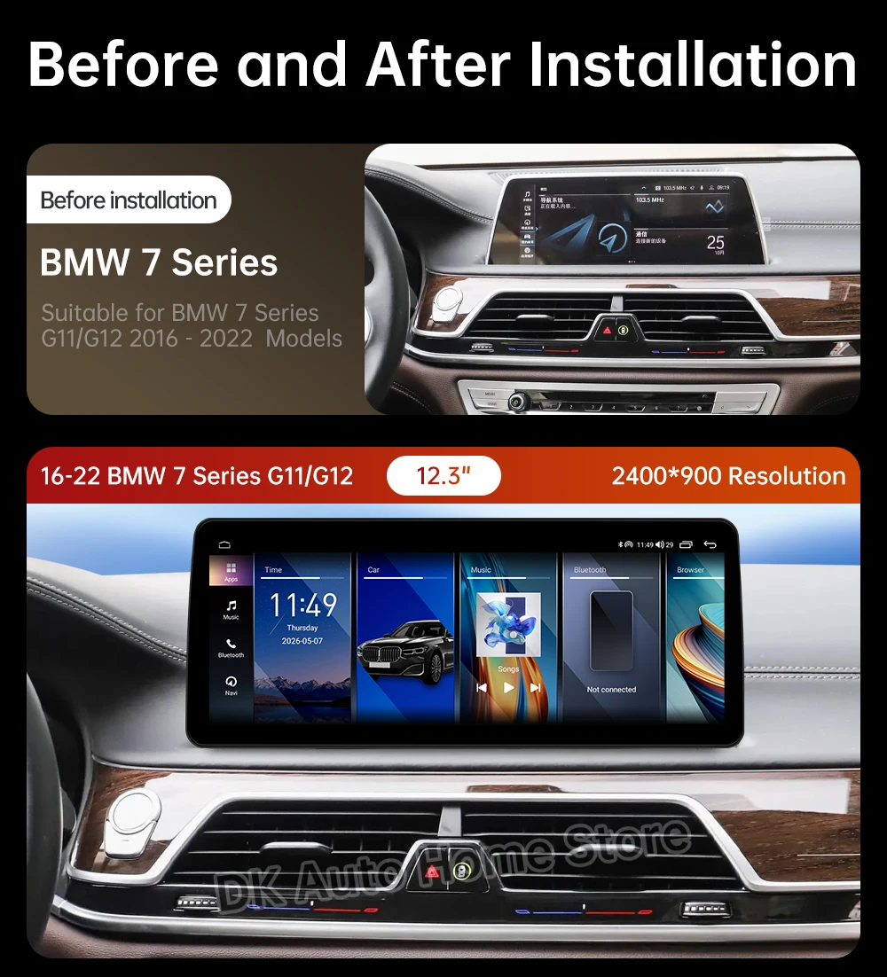 for BMW 7 Series G11 G12 2016 - 2022 Car Radio Multimedia Video Player Android 16 BT 4G Carplay DSP WiFi Wireless Auto Tools