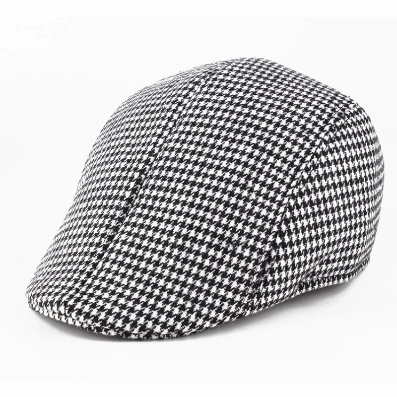 Autumn and winter checkered duck hat brushed fabric warm beret classic winter cap