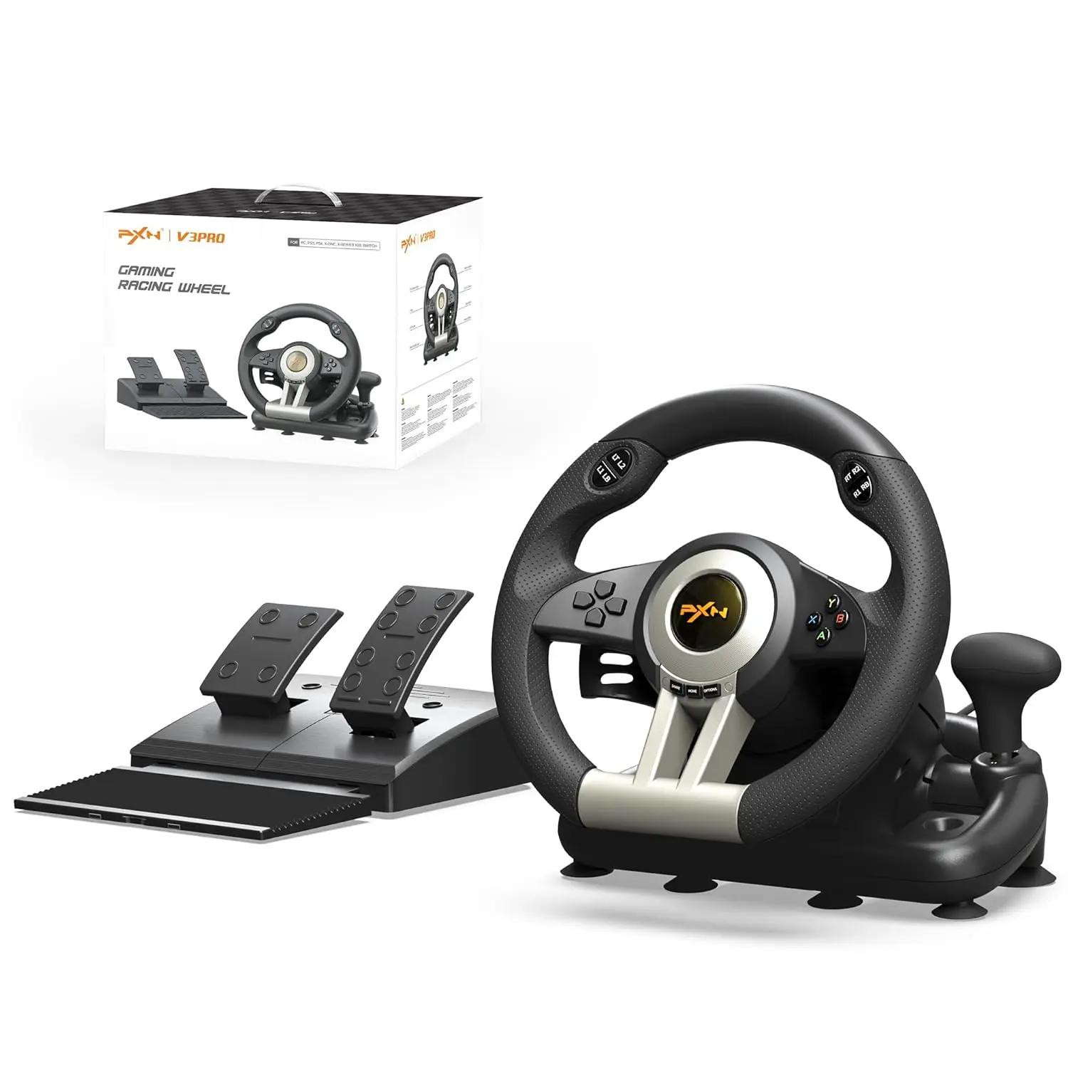 Image of PXN V3 PRO PC-Rennlenkrad mit Pedalen, 180° ° USB-Lenkrad für PC/PS3/PS4/Xbox One/Series X/S/Switch