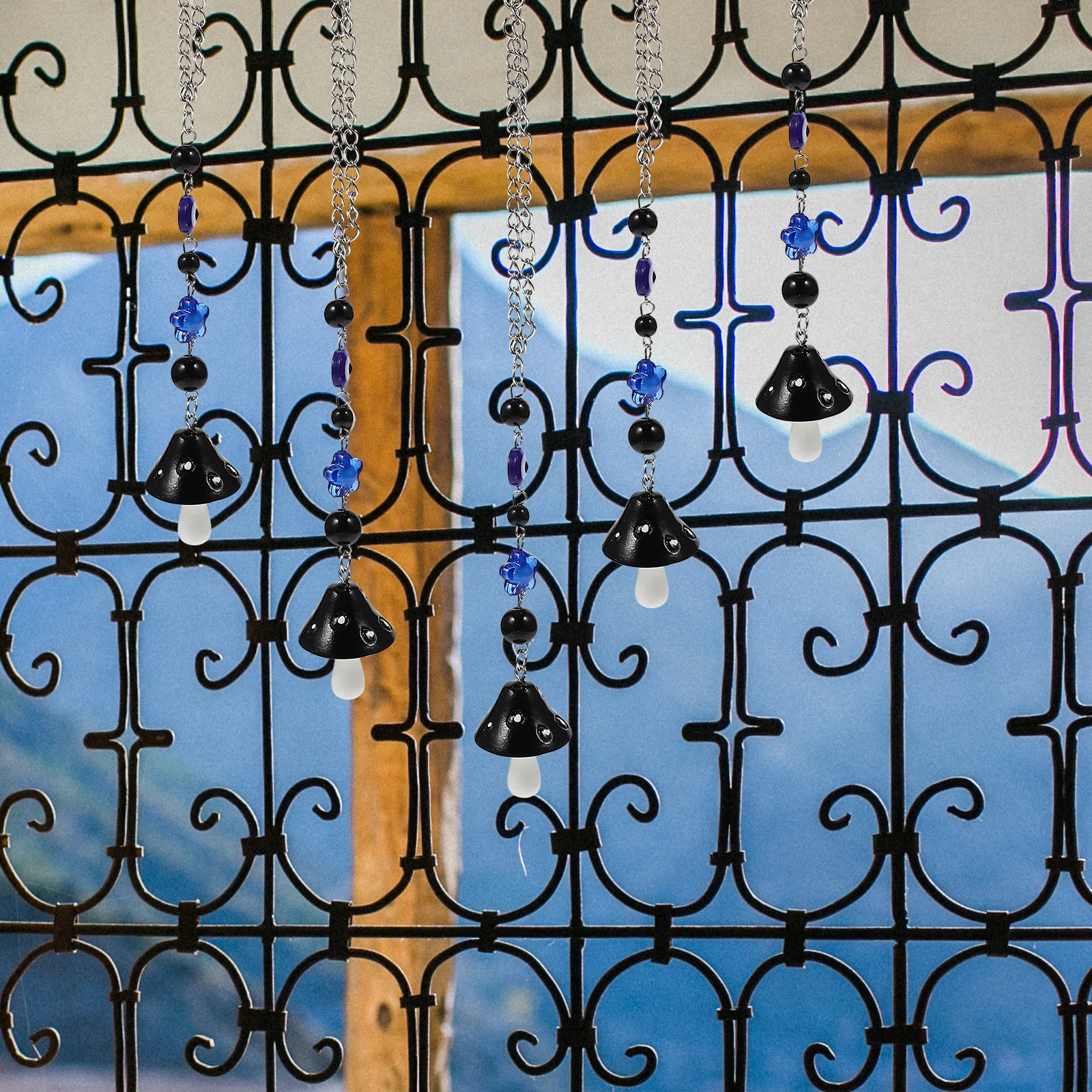 

2Pcs Mushroom Car Hanging Ornaments Creative Evil Eye Rear View Mirror Accessories Decorative Interior Car Charm Holiday