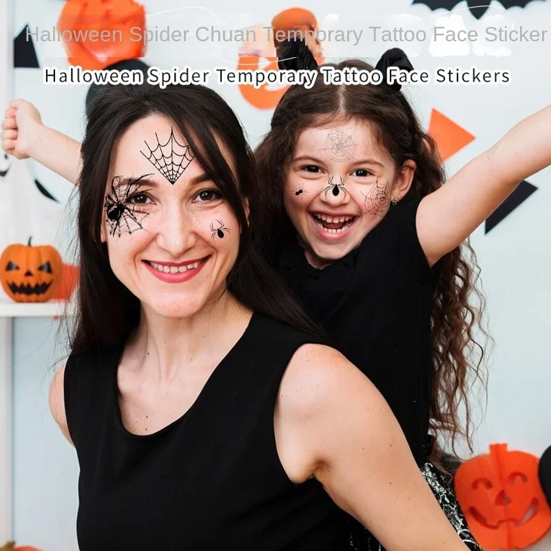 500PCS Halloween Spider Face Stickers adesivi per tatuaggi Black Spider Bat bambini adesivi per tatuaggi spaventosi usa e getta per adulti