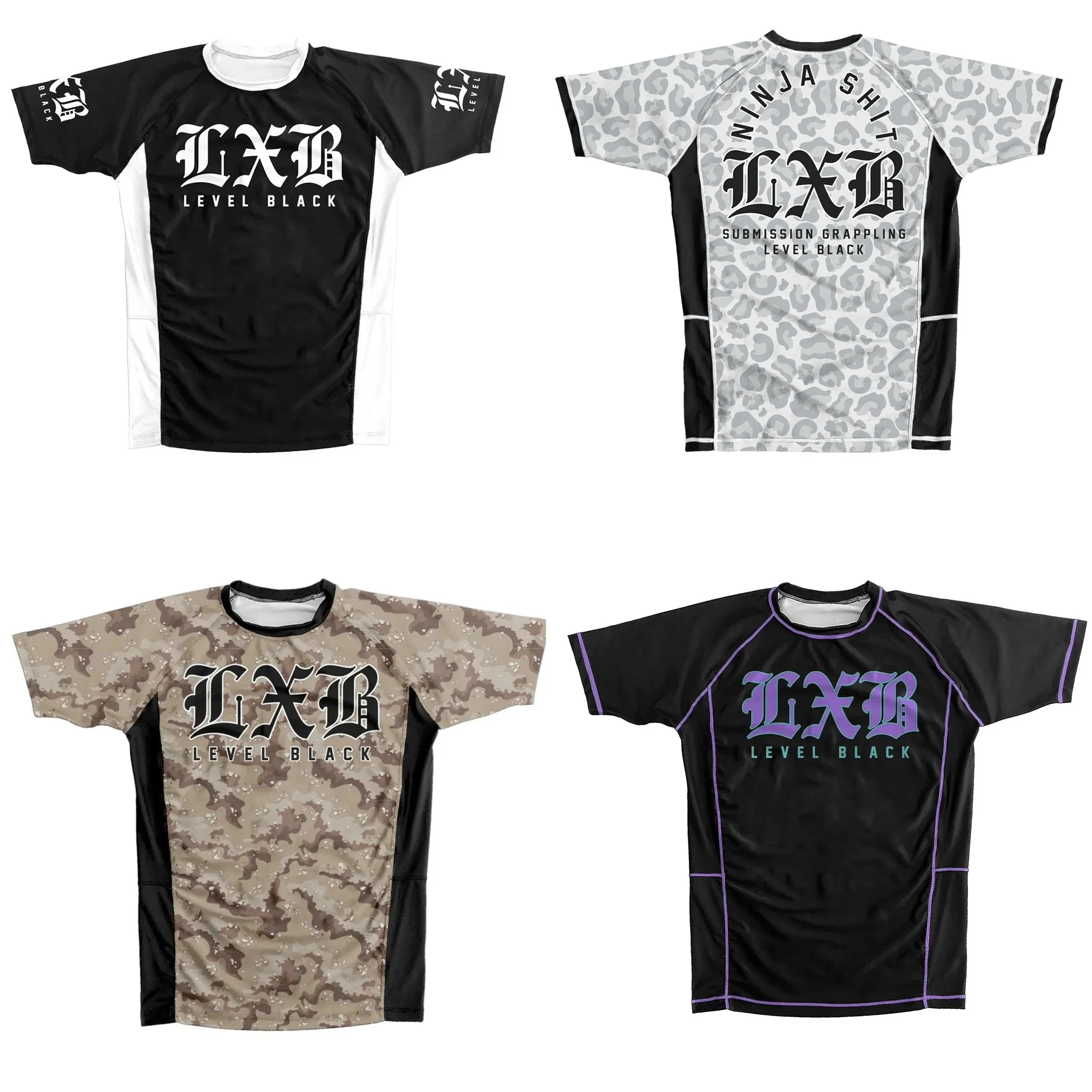 LXB AJJ Men Women T Shirt LEVEL BLACK Casual Gym Short-sleeved Oversized ADCC RASH GUARD Jersey T-shirt Quick Drying Top Tees