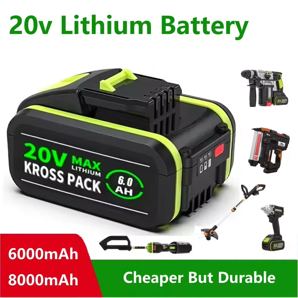 

Горячая литий-ионная батарея высокой емкости 6.0Ah/8.0Ah для WORX 20 В WA3551.1 WA3553 WA3641 WX373 WX390, инструмент для перезаряжаемой батареи