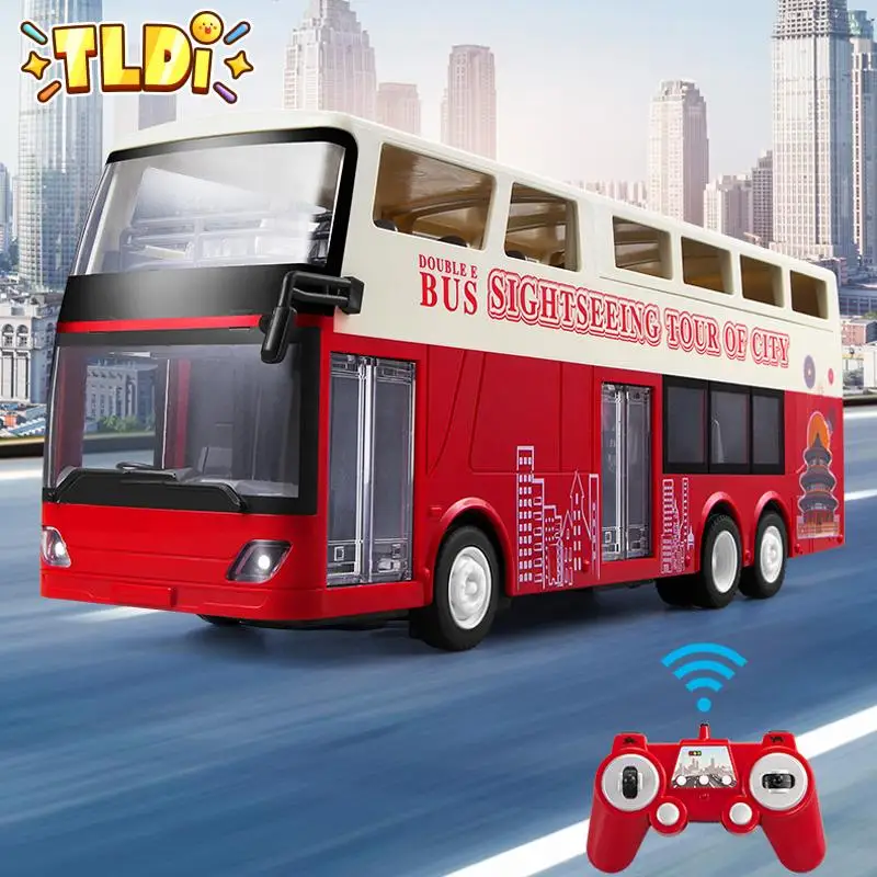 Duble E RC Car duży autobus turystyczny elektryczny 1/18 zdalnie sterowanym samochodowym zabawki podświetlane dźwiękowy autobusu podróżnego dla