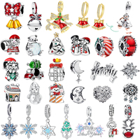 925 Sterling Silver Christmas-Themed Charms  Reindeer Snowman Moon Beads Suitable for Original Bracelets  Necklace Jewelry Gifts
