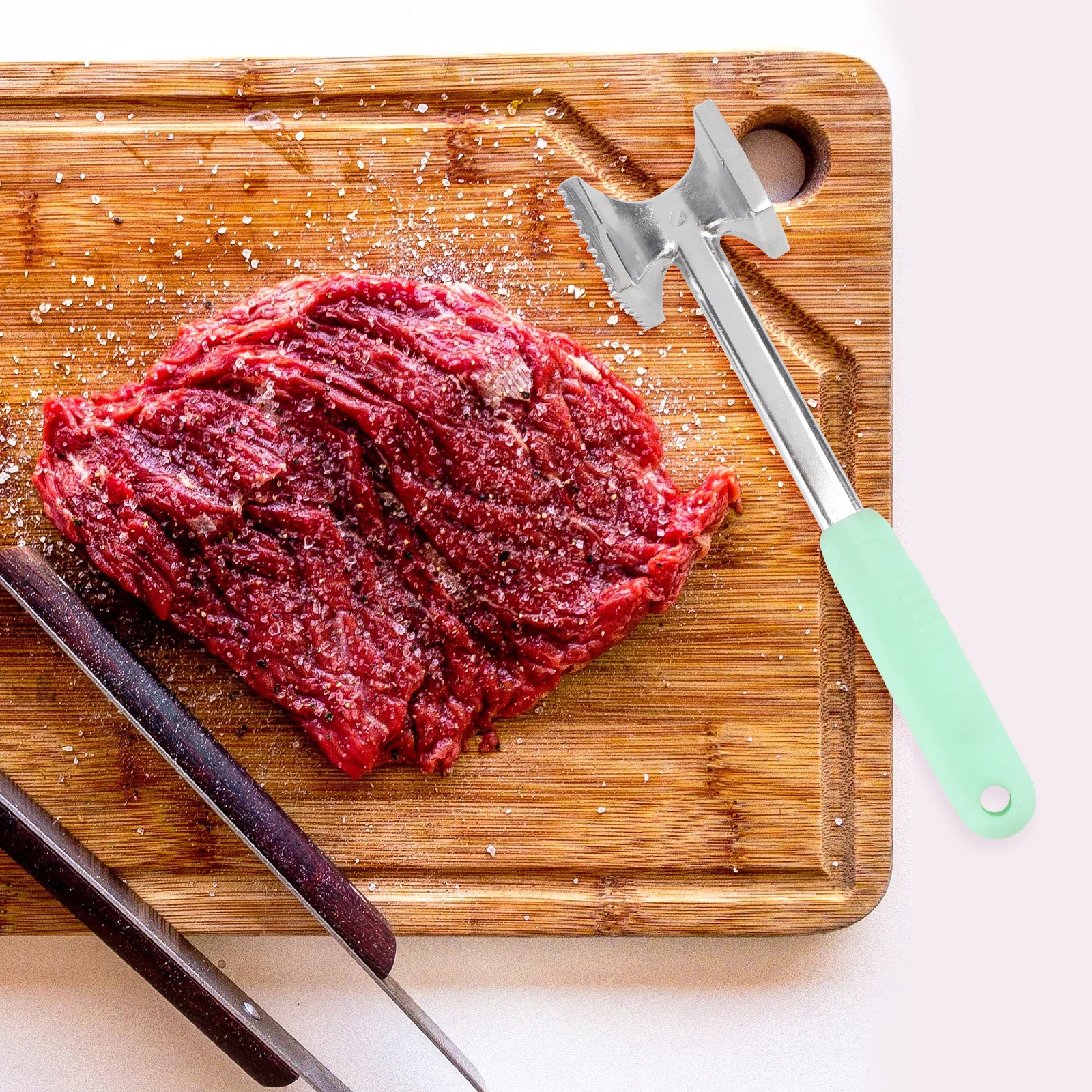 

Square Meat Hammer Aluminum Alloy Handle Ergonomic Grip For Beef Pork Tenderizing Kitchen Tools Steak Hammer