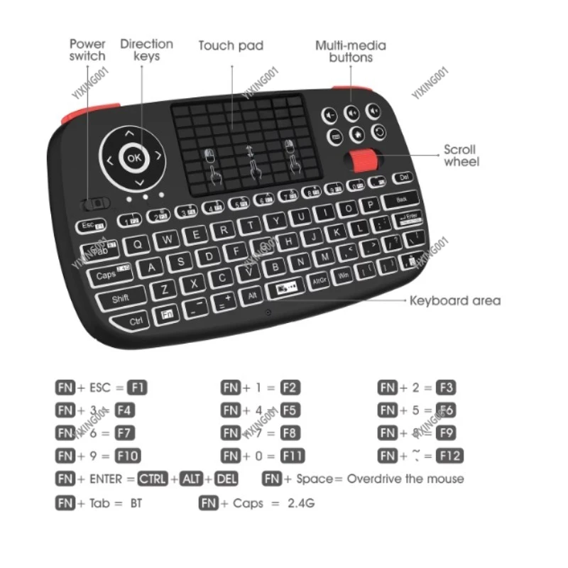 2.4G & Bluetooth Mini Wireless Keyboard - Air Mouse with Touchpad, Dual-Mode Portable Keyboard for Smart Devices