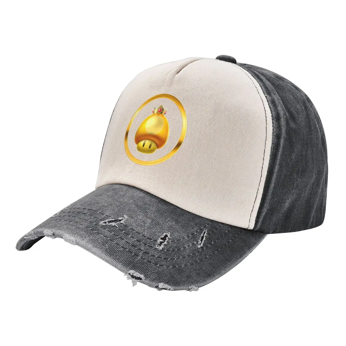 Super Golden Mushroom! (On Black) Baseball Cap dad hat Sunhat Fluffy Hat Men Hats Women's