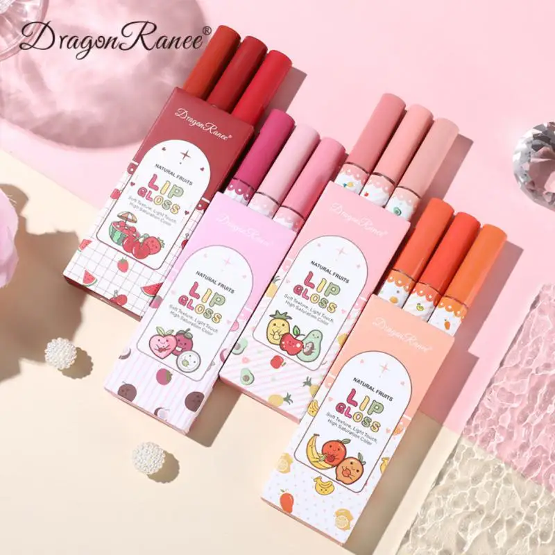 Fruit Lip Glaze Set Moisturizing Non-stick Cup Lip Gloss Set Cosmetics Makeup Velvet Matte Lipstick Waterproof Long Lasting