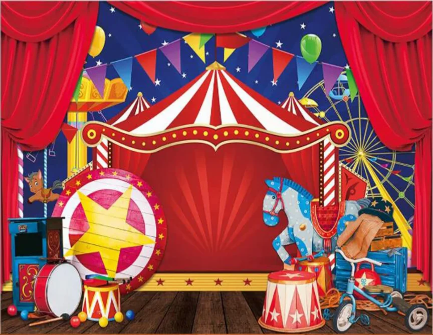 Circus Show Red Theater Curtains birthday party photo background photography backdrop banner studio