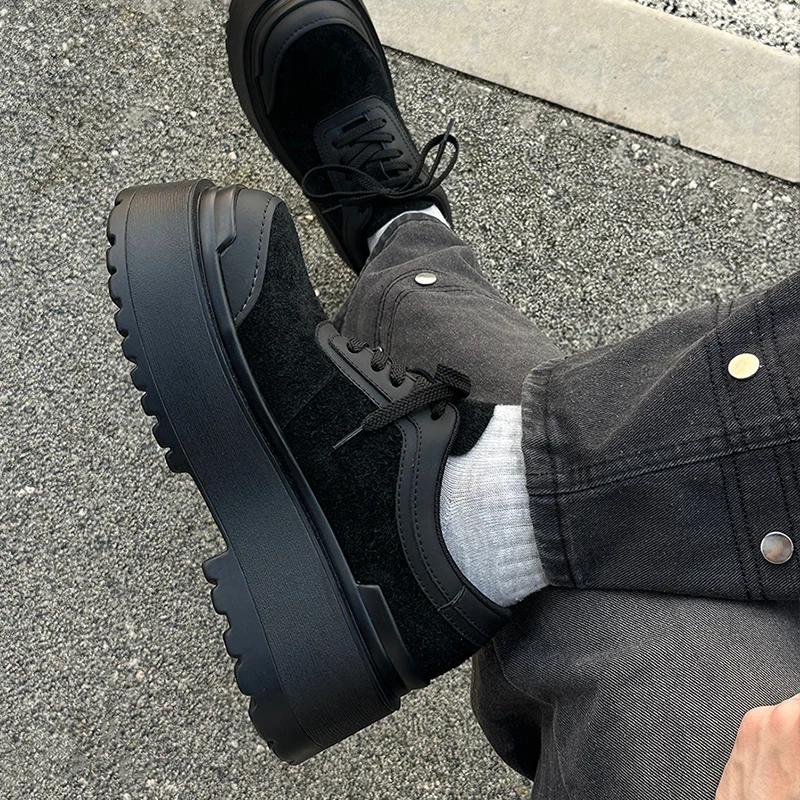 

Anti suede leather shoes men's new thick sole anti-collision design outdoor lace up commuting workwear shoes