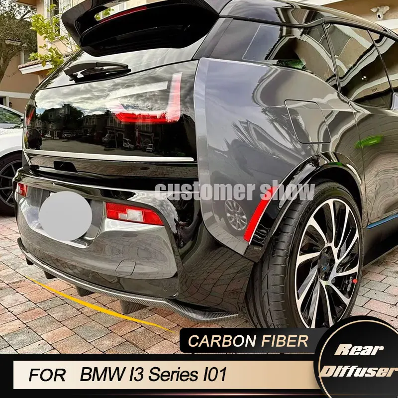 

Car Rear Bumper Diffuser Lip Spoiler for BMW I3 Series I01 4-Door 2018-2020 Rear Diffuser Lip Apron Guard Body Kit Carbon Fiber