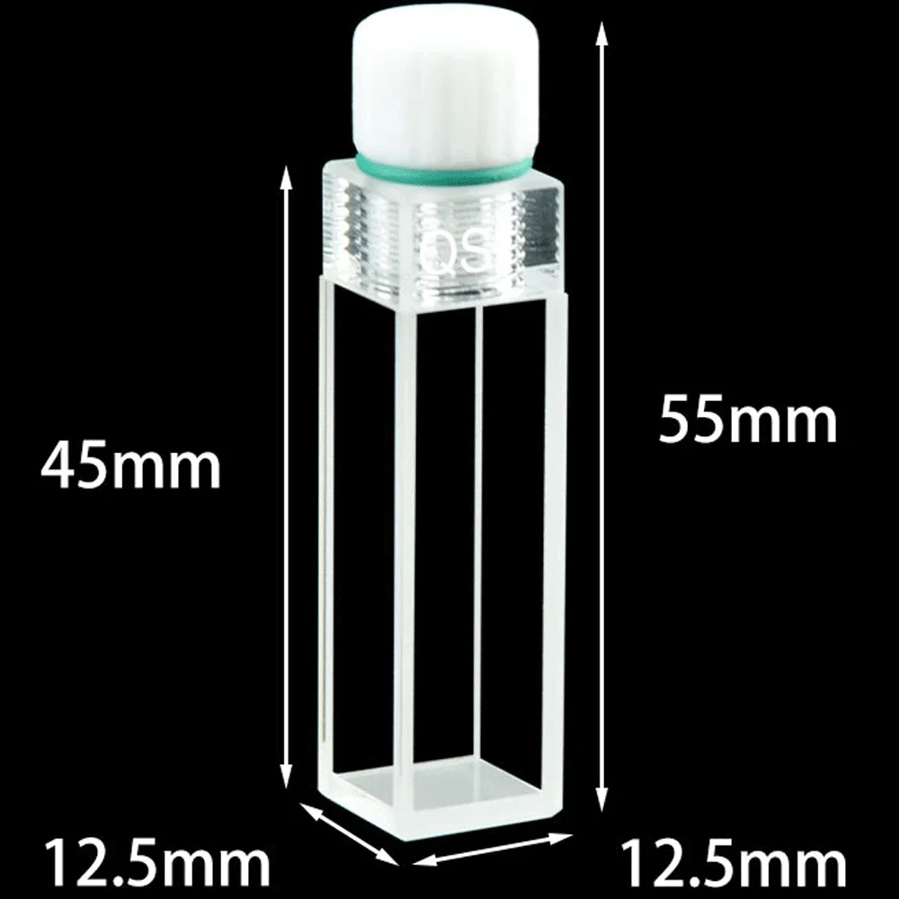 Female 10mm Path Length 2 or 4 Windows High Precision Optical Bonding JGS1 Quartz Cuvette Cell With Stopper For Spectrometer