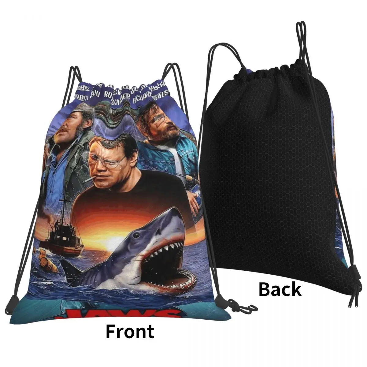 Jaws Horror Movie Backpacks Fashion Drawstring Bags Sports Bag Book Bags for Travel School