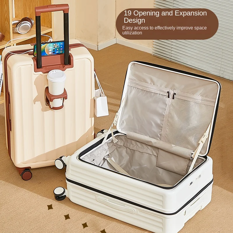 Conjunto de bagagem multifuncional de abertura lateral com mala de carrinho extensível Mala de grande capacidade de 26 polegadas e bagagem de cabine de 20 polegadas