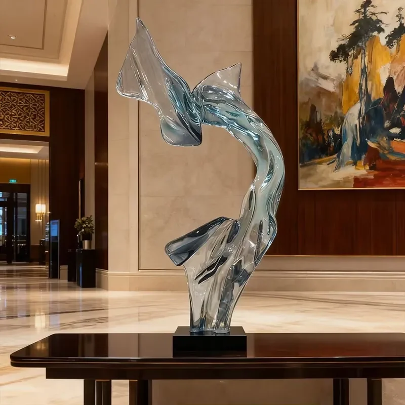 Modern transparent resin wave abstract sculpture art collection home office desk living room decoration