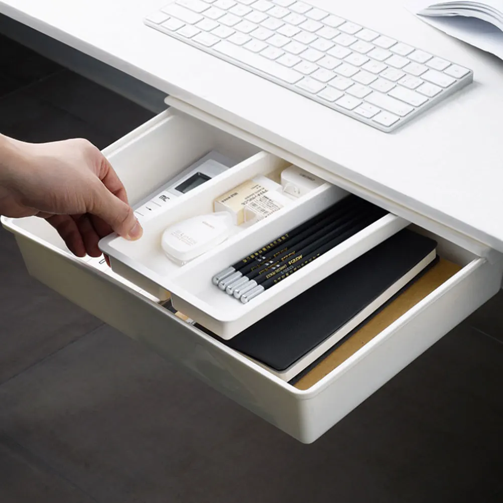 

Oversized Hidden Desk Drawer Box Storage ganizer Under Table Large Capacity Plastic Desktop ganizers Stationery Solutions