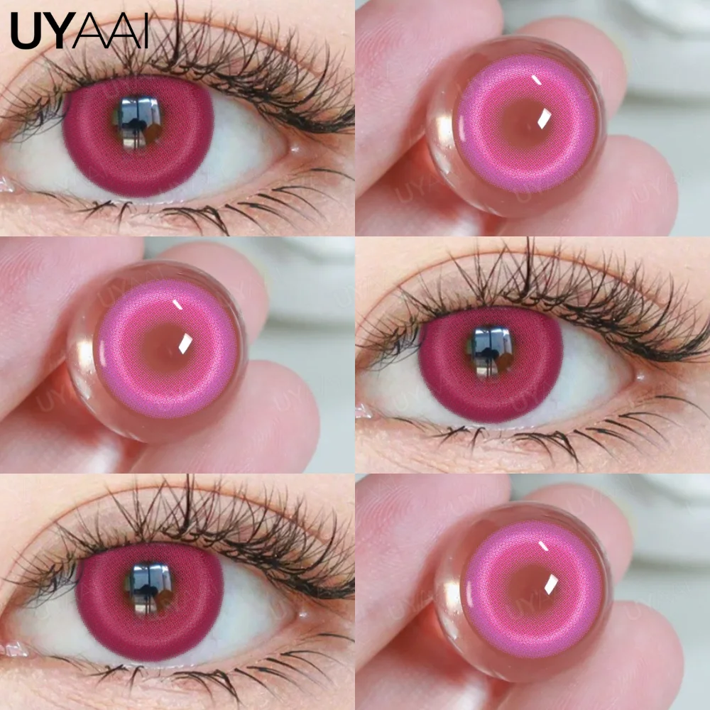 UYAAI 1 Pair Anime Pink Lenses for Eyes Cosplay Lenses for Halloween Nezuko Colorcon y2k Eye Contacts