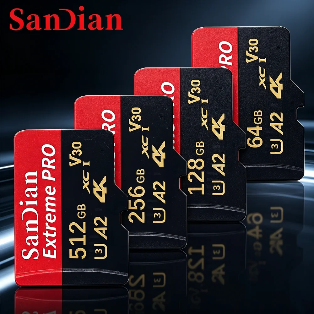 High Speed Memory Card 64GB 128GB 512GB Class 10 UHS-I U3 V30 A2 SD Card Micro TF SD for Smartphone up to 100MB/s