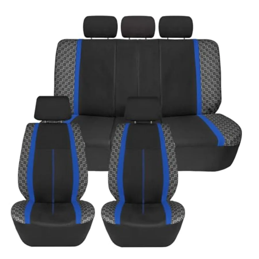 

Polyester Car Seat Covers - Full Set for Car, SUV, Van - Universal Fit Inside Including Front and Split Rear, Airbag Compatible