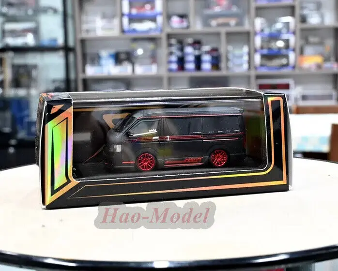 نموذج سيارة محاكاة Diecast من الراتنج لألعاب Hiace MPV ، شاحنة سوداء ، هدايا عيد ميلاد للأولاد ، هواية ، زخارف عرض ، 1:64