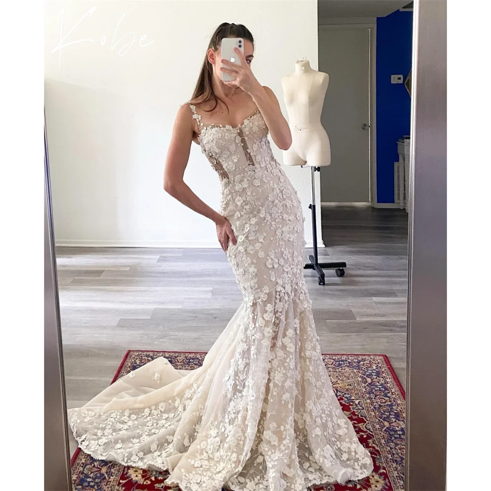 

Kobe Satin A-Line Wedding Dress Appliques Floor-Length Wedding Dresses Spaghetti Strapvestidos de noche Customized Formal 2025