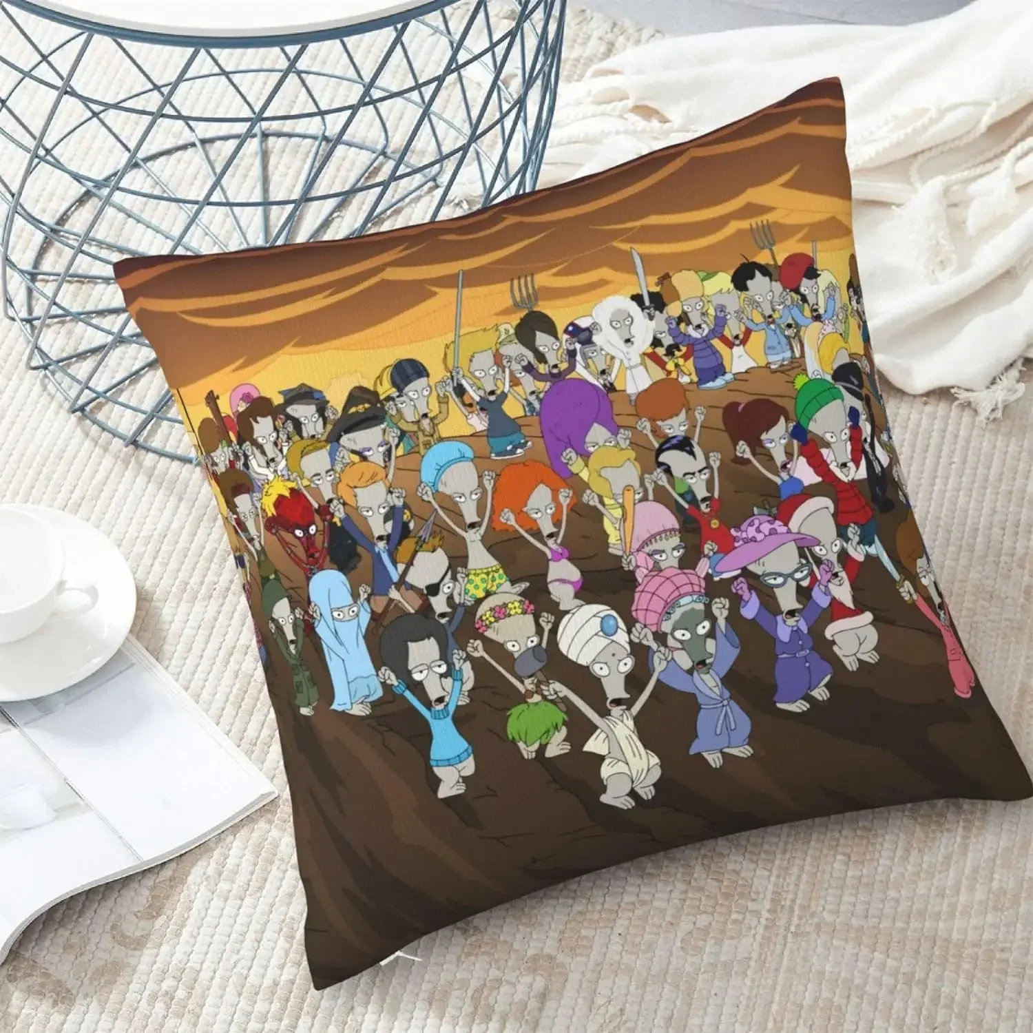 Throw Pillow Case American Anime Dad Roger Cartoon Smith Pillow Covers Square Pillowcases with Hidden Zipper Cushion Case